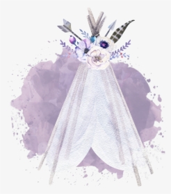 #boho #teepee #bohemian #hipster #watercolor #watercolour - Boho Arrow With Flowers Clipart, HD Png Download, Free Download