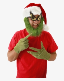 The Grinch Santa Hat With Beard - Grinch Costumes For Adults, HD Png Download, Free Download