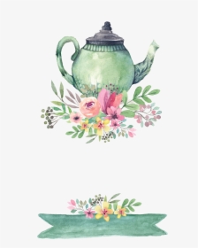 Tea Invitation Teapot Shower Wedding Party Bridal Clipart - Flower Watercolor Circle Png, Transparent Png, Free Download