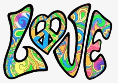 Love Hippie Retro Psychedelic Peace - Peace And Love Hippie, HD Png Download, Free Download