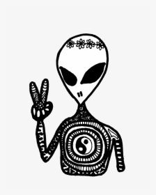 Girls Trippy Stickers , Png Download - Sticker Black And White Alien, Transparent Png, Free Download