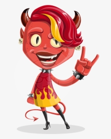 Female Demon Vector Cartoon Character Aka Darla The - Devil Woman With Whip, HD Png Download, Free Download