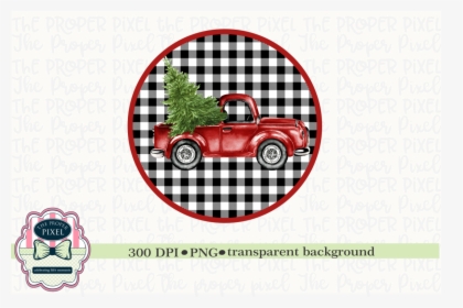 Red Vintage Truck With Christmas Tree Sublimation Printable - Eye Flower Of Life, HD Png Download, Free Download