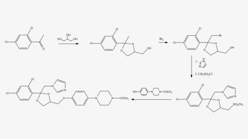 Ketoconazole Rx - Chemical Synthesis Of Ketoconazole, HD Png Download, Free Download