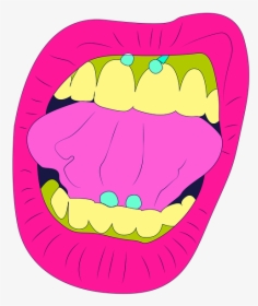 Piercing, Tongue, Girl, Lips, Face, Makeup, Fun - Illustration, HD Png Download, Free Download