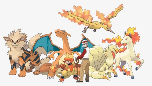 Team Blaine Arcanine, Charizard, Magmar, Moltres, Ninetales, - Arcanine And Charizard, HD Png Download, Free Download