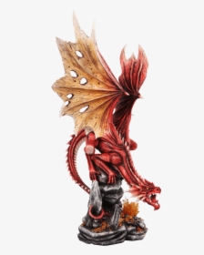 Roaring Red Dragon With Treasure Statue - Fire Breathing, HD Png Download, Free Download
