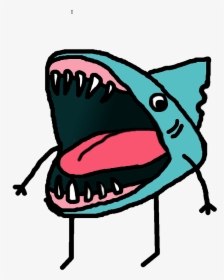 Drawing Shark Open Mouth Clipart , Png Download - Cartoon Shark Drawing Mouth Open, Transparent Png, Free Download