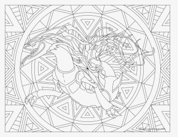 Rayquaza Transparent Coloring Pokemon Page - Pokemon Mandala Coloring Pages, HD Png Download, Free Download