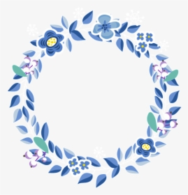 O Elemento Decorativo Da Flor Da Flor Azul E Azul - Blue Flower Circle Frame Png, Transparent Png, Free Download