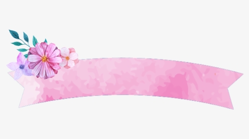 #banner #ribbon #pink #flowers #floral #watercolour - Flower Ribbon Banner Template, HD Png Download, Free Download