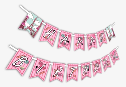 Pink Paris "happy Birthday - Birthday Decorations Png, Transparent Png, Free Download
