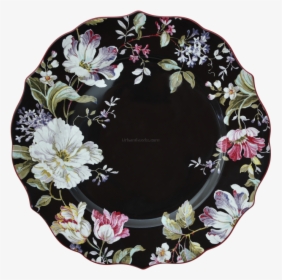 Buy Devnow Porcelain Gisela Black Large Dinner Plate - Artificial Flower, HD Png Download, Free Download