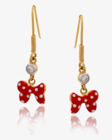 Golden Enamel Minnie Mouse Bow Dangler - Earrings, HD Png Download, Free Download