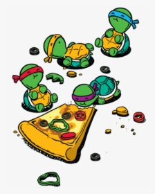 Pizza Clip Ninja Turtle - Draw Ninja Turtles Eating Pizza, HD Png Download, Free Download