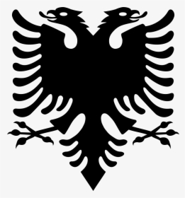 Double Headed Eagle Silhouette - Albanian Flag Png, Transparent Png, Free Download