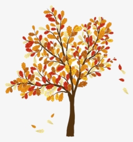 Fall Leaves Falling Off Trees Great Free Silhouette - Tree With Falling Leaves Drawing, HD Png Download, Free Download