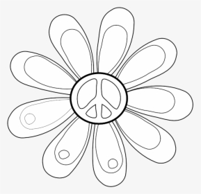 Peace Symbol Peace Sign Flower 82 Black White Line - Daisy Decal, HD Png Download, Free Download