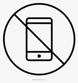 Teléfono-prohibido Página Para Colorear - No Added Colour Icon, HD Png Download, Free Download
