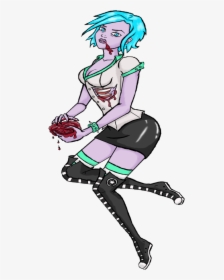 Purple-skin Zombie Pin Up Girl With Blue Hair Tattoo - Pin Up Tattoo Png Transparent, Png Download, Free Download