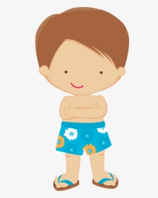 Praia E Piscina - Boy In Swimsuit Clipart, HD Png Download, Free Download