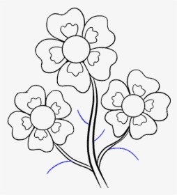 How To Draw Cartoon Flowers Easy Step By Step Drawing - Drawing Flower Images Hd, HD Png Download, Free Download