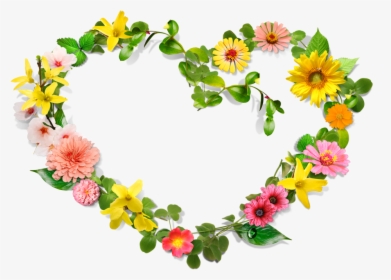 Flower Heart Wreath Clip Art - Flower Heart Border Png, Transparent Png, Free Download