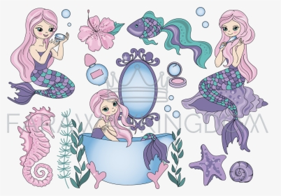 Pretty Mermaid Digital Drawing, HD Png Download, Free Download