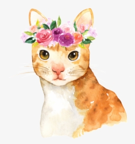 This Graphics Is Hand Painted Cute Cartoon Cat Png - Happy Birthday Cards Watercolor, Transparent Png, Free Download