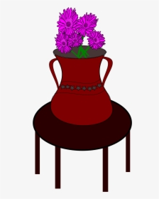 Flower Vase Clip Arts - Flower Vase On The Table, HD Png Download, Free Download