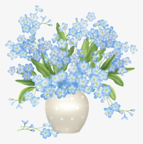 Blue Flowers Vase Png Clipart - Blue Flowers Blossom Gif, Transparent Png, Free Download