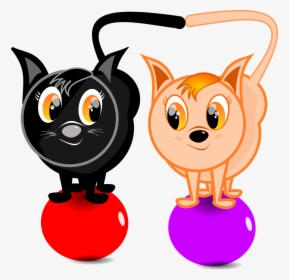 Ball Cartoon Cat Free Picture - Cat With A Ball Cartoon, HD Png Download, Free Download