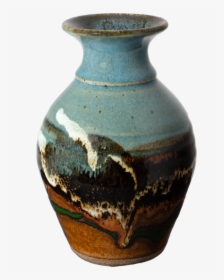 Turquoise-brown Handmade Pottery Flared Vase Front - Earthenware, HD Png Download, Free Download