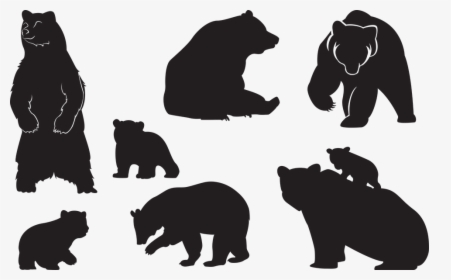 Bear, Cub, Animal, Silhouette, Family, Breeding - Standing Black Bear Silhouette, HD Png Download, Free Download