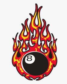 Eightball, Fire, Burning - 8 Ball On Fire Drawing, HD Png Download, Free Download