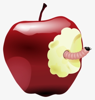 Apple With Worm Svg Clip Arts - Apple With Worm, HD Png Download, Free Download