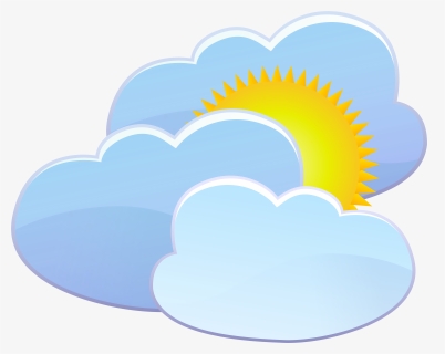 Three Clouds And Sun Weather Icon - Heart, HD Png Download, Free Download