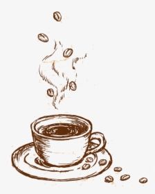 Coffee Cappuccino Cup Gourmet Material Vector Cafe - Coffee Sketch Png, Transparent Png, Free Download