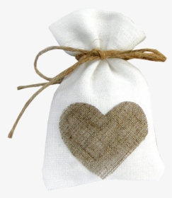 Cute Jute Wedding Favour Bag With Heart - Heart, HD Png Download, Free Download