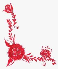 Transparent Corner Ornament Png - Red Flower Border Png, Png Download, Free Download