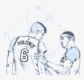 What Have You Learned Playing With Carmelo Anthony - Kristaps Porzingis Drawing, HD Png Download, Free Download