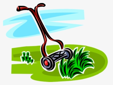 Vector Illustration Of Yard Work Push Lawn Mower Cuts - Cutting Grass Clip Art, HD Png Download, Free Download