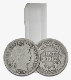 50-coin Circulated Barber Dime Rolls - Silver, HD Png Download, Free Download