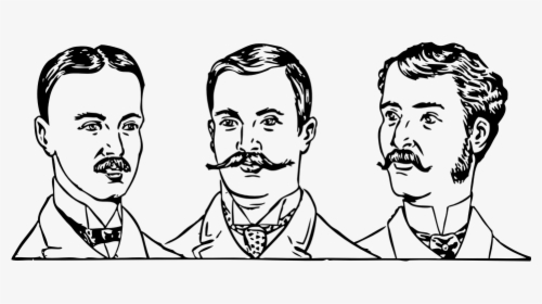 Men With Moustache Styles - Men Cartoon Black And White, HD Png Download, Free Download