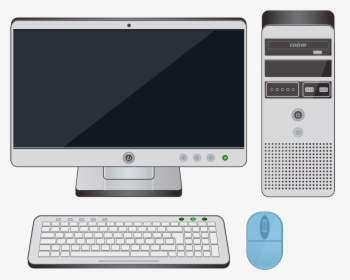 A Desktop Computer With The Mouse Highlighted In Blue - Desktop Computer On Button, HD Png Download, Free Download