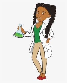 Scientist Clipart Lab Coat - Black Female Scientist Cartoon, HD Png Download, Free Download