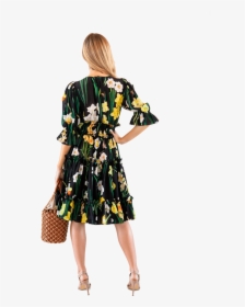 Daffodil-print Silk Crepe De Chine Dress - Day Dress, HD Png Download, Free Download