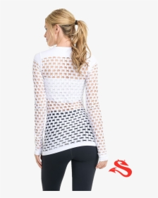 White Long-sleeve Fishnet Tank - Blouse, HD Png Download, Free Download