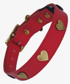Golden Hearts Dog Collar - Red Leather Dog Collars With Hearts, HD Png Download, Free Download