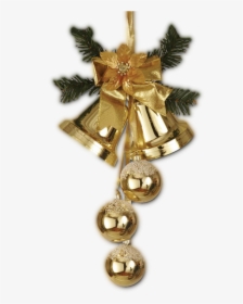 Christmas Ball With Christmas Bell - Bells Christmas Gold Png Hd, Transparent Png, Free Download